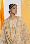 TEW Royal Cream Colour Cotton Digital Print With Embroidery And Khatli Work Kurti With Bottom Dupatta Online Wholesale